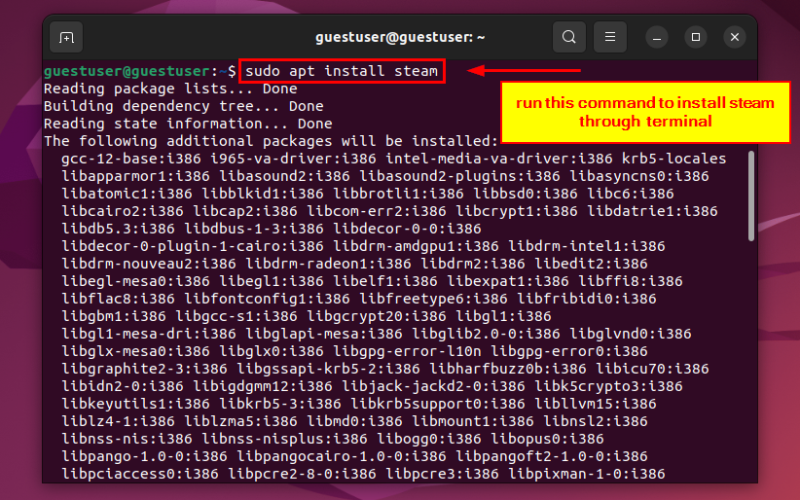 installing steam through terminal 2