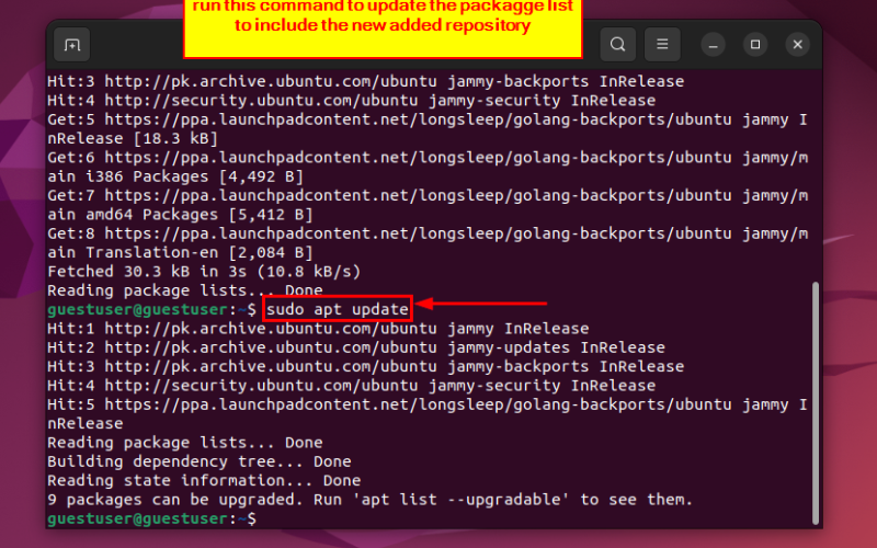 updating system package list 5