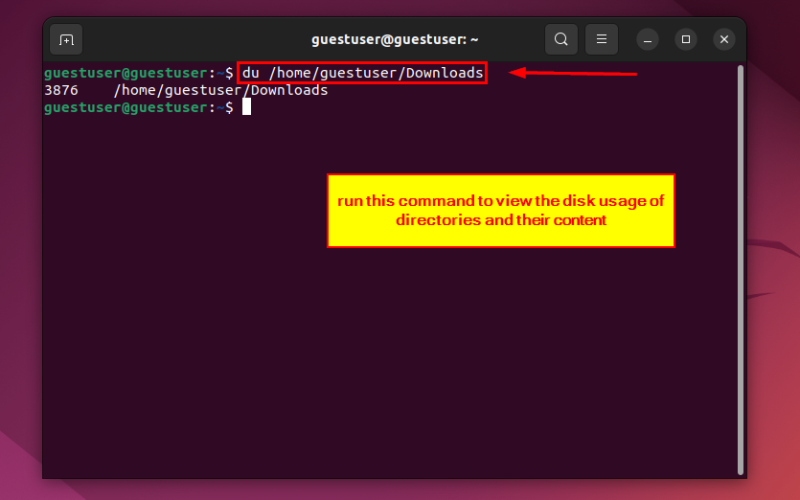 viewing disk usage of directories and their content