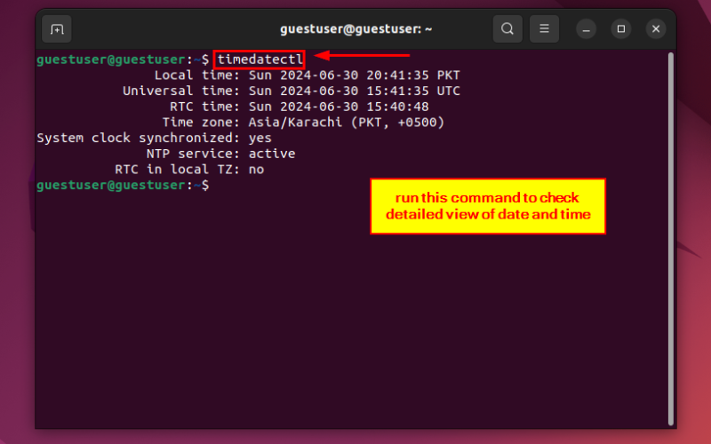 checking detailed view of time and date 1